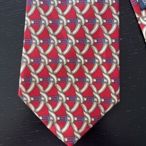 Burberry Tie Horse Buckles Belt Print Necktie 100% Silk Made USA